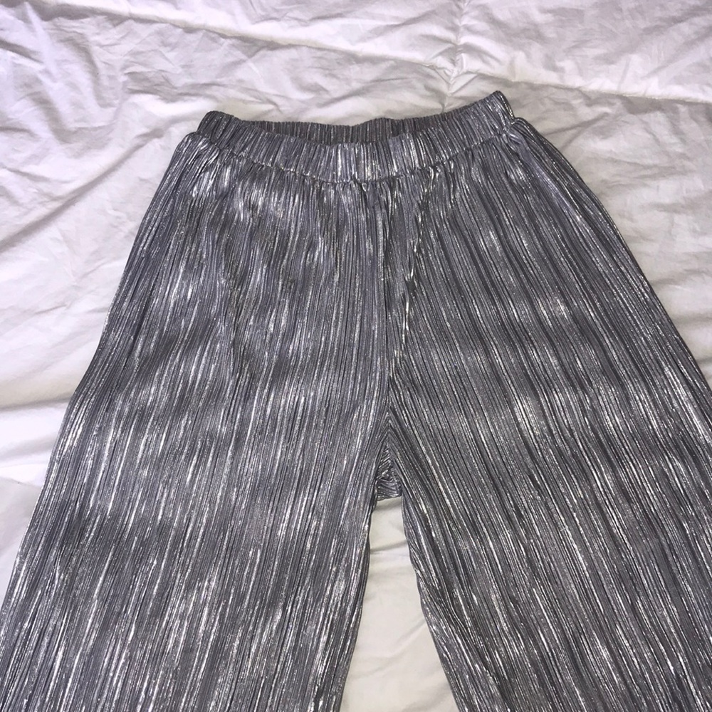 Silver wide leg dress pants (short)